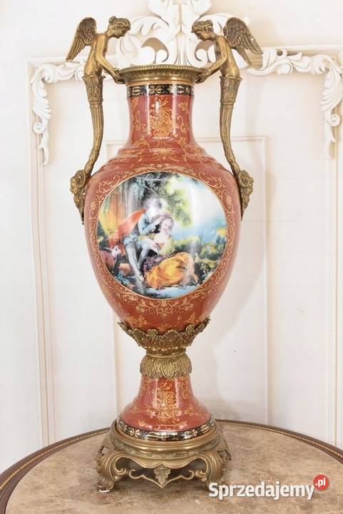 Porcelanowa Czerwona Waza Amfora Nimfy Porcelana Kraków sprzedam
