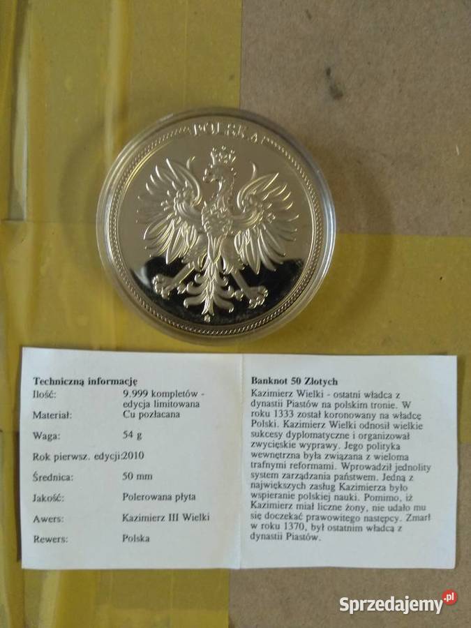Medale z wizerunkiem banknotów polskich dolnośląskie Chrząstawa Mała