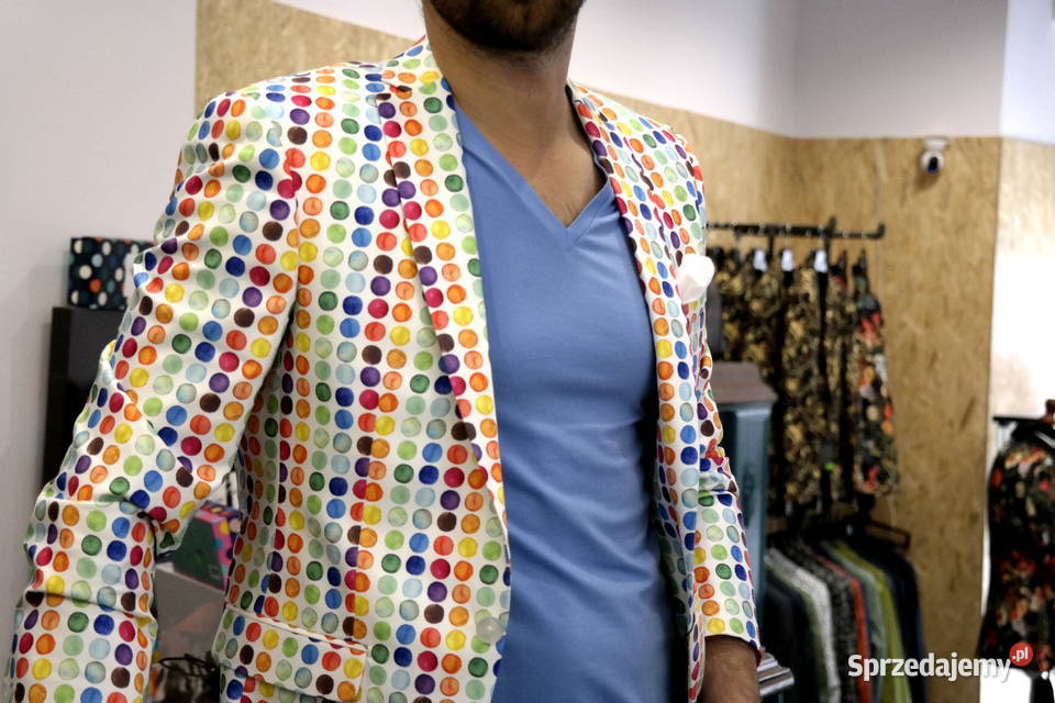 GIOVANNI PERA Marynarka męska D001 grochy różne Odzież wyjściowa Ostrów Wielkopolski