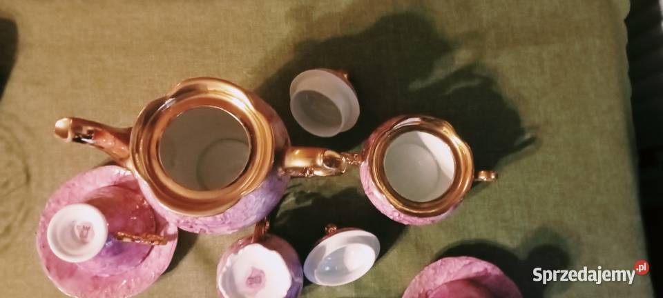 Serwis kawowy różowy Wawel PRL