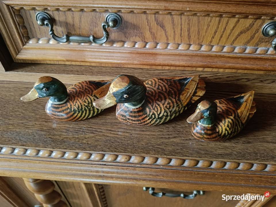 Kaczki ozdobne drewniane malowane Figurki i rzeźby Lipno