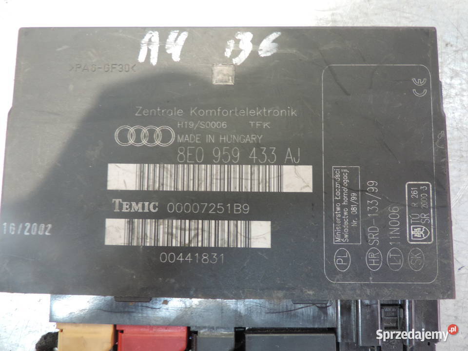 MODUŁ KOMFORTU AUDI A4 B6 8E0959433AJ Komputery Nowy Sącz