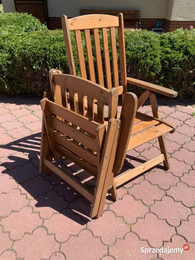 Leżak drewniany rozkładany krzesło z regulacją Ogród mazowieckie Garwolin