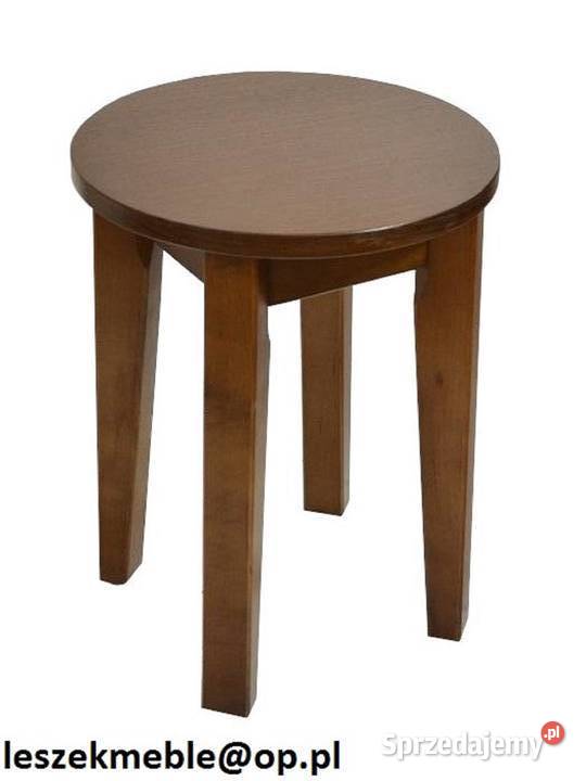 TABORET OKRĄGŁY TAPICEROWANY TWARDY DREWNIANY Tołkiny