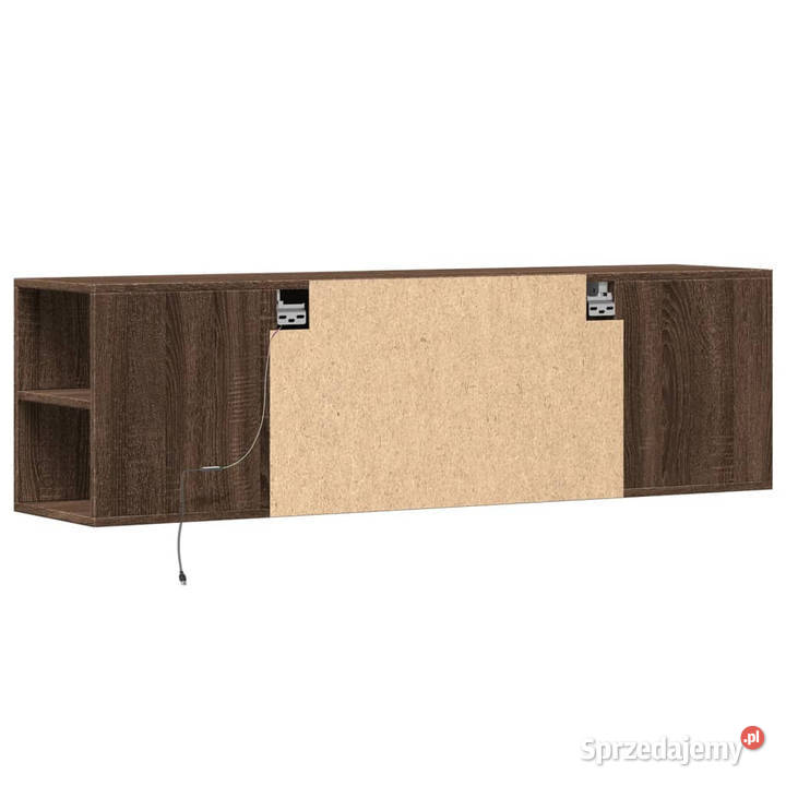 Ścienna szafka TV z LED brązowy dąb 135x31x395