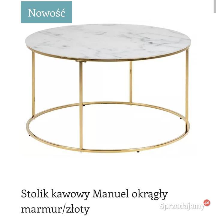 Złoty stół marmur designerski stolik kawowy