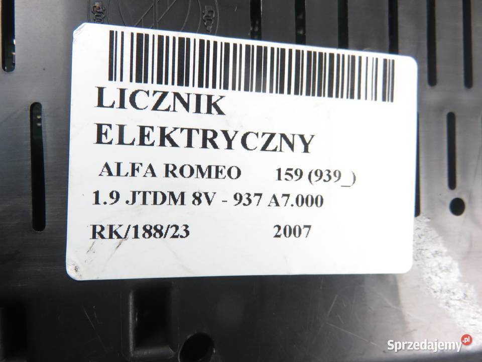 LICZNIK ALFA ROMEO 159 19 JTDM 0156072821 małopolskie