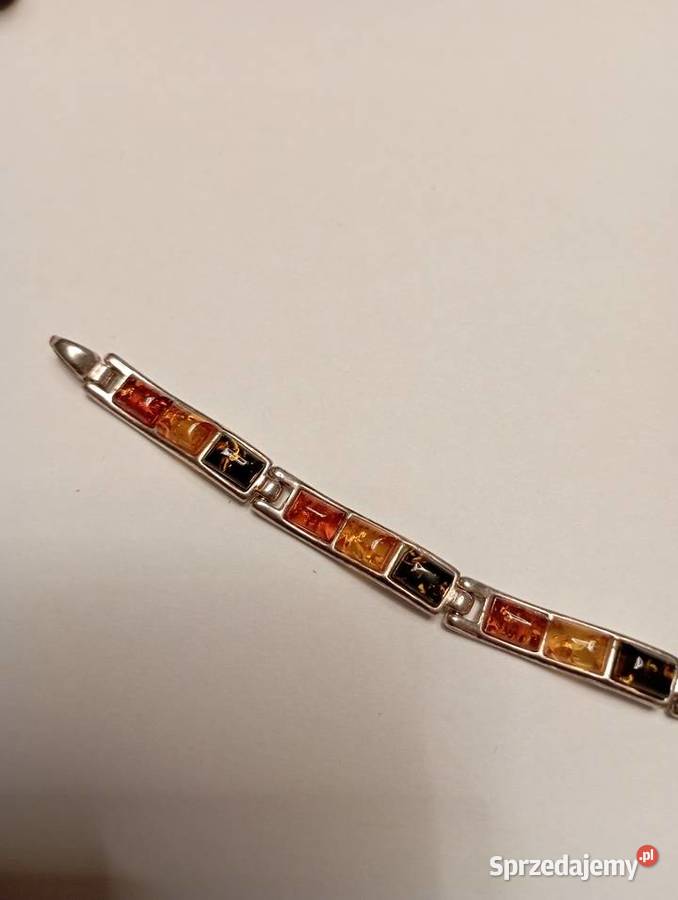 Bransoletka ze srebra z bursztynami Bransoletki Radom