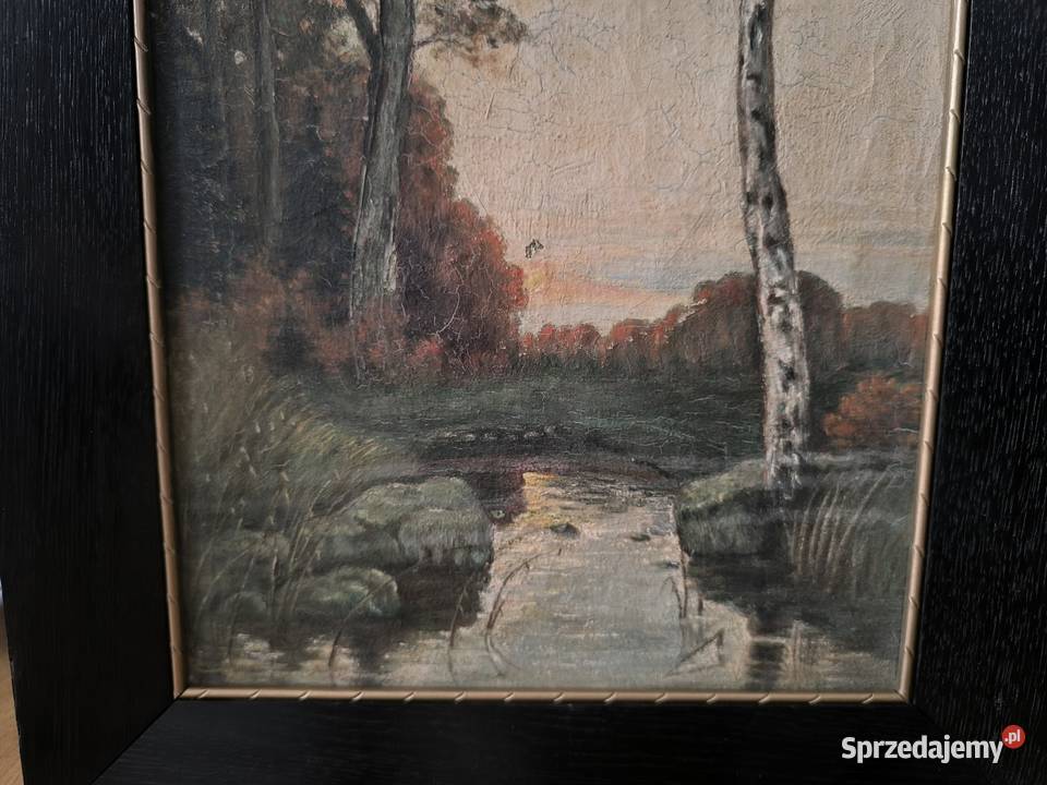 Piękny obraz olejny na płótnie pejzaż Łódź