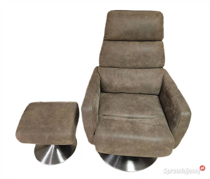 Fotel obrotowy z podnóżkiem WYGODNY tapicerka sprzedam