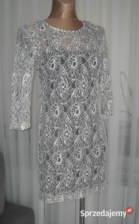 Sukienka bershka kwiaty koronka m s brązowy/beżowy Lubartów sprzedam