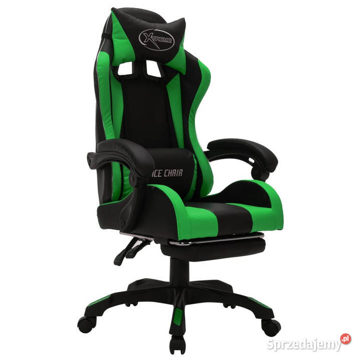 Fotel gracza z RGB LED zielonoczarny sztuczna mazowieckie sprzedam