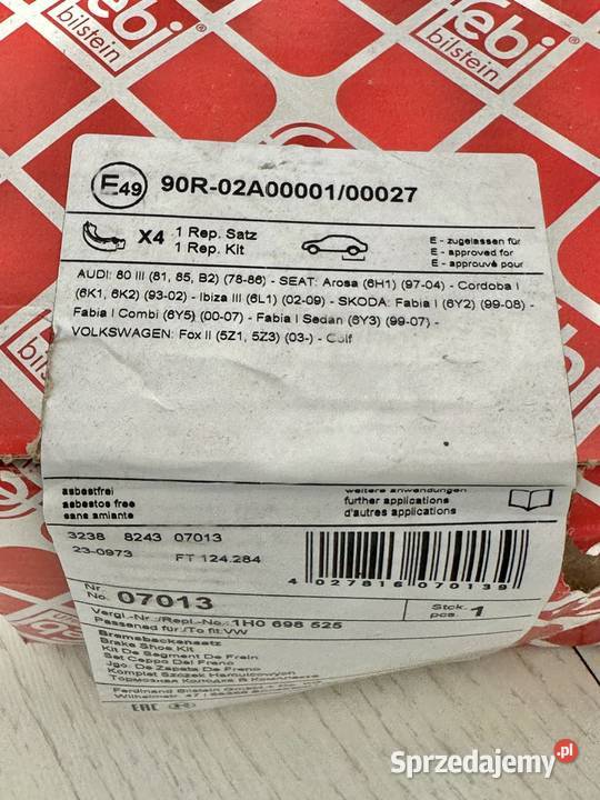 Szczęki okładziny hamulcowe Skoda Fabia VW Polo Gdańsk sprzedam