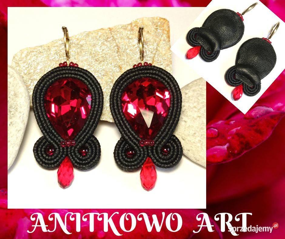 KOLCZYKI Z DUŻYM KRYSZTAŁKIEM SUTASZ czarne z Warszawa