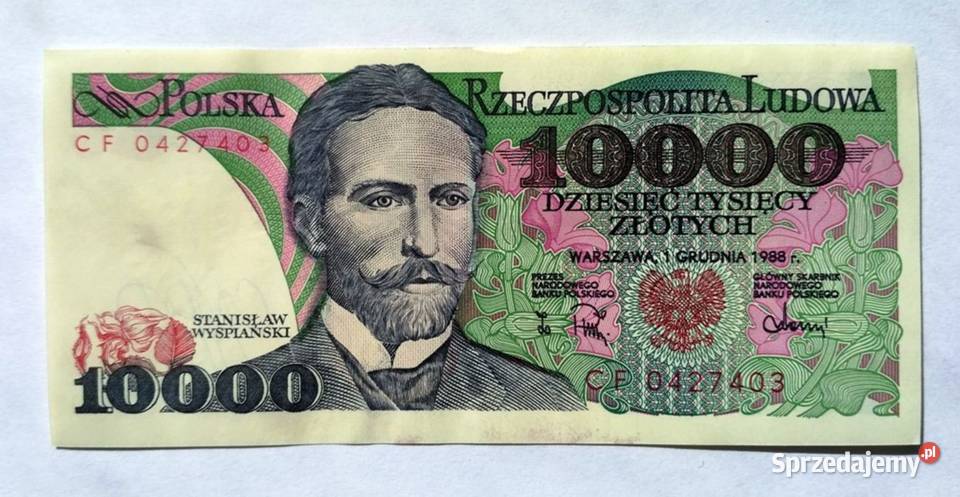 Banknot 10 000 z 1988 seria CF Stan Numizmatyka Rzeszów