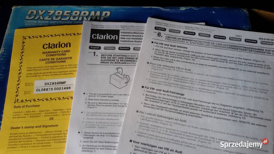 Clarion DXZ858RMMP Radio samochodowe dolnośląskie Oleśnica sprzedam