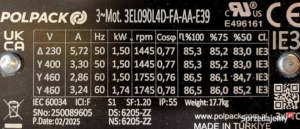 silnik elektryczny 15kW 1445obr 3fazowy IE3 kujawsko-pomorskie Pigża