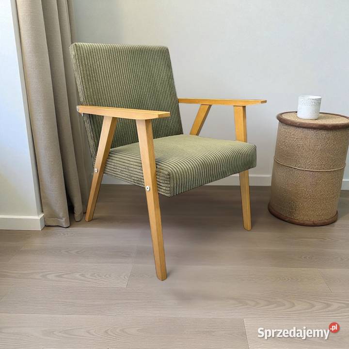 Sztruksowy fotel wypoczynkowy Retro PRL różne Tarchały Małe