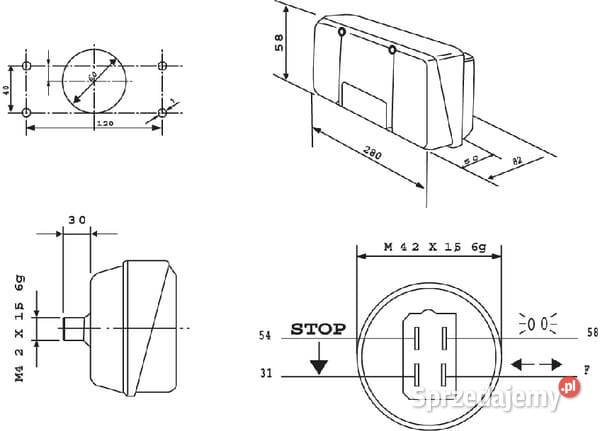 Lampa tylna zespolona 280x120mm prawa Cobo Kamionna