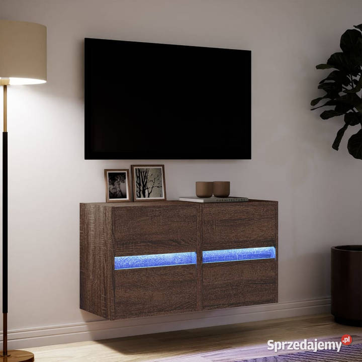 Ścienne szafki TV z LED 2 brązowy dąb 41x31x45 Warszawa