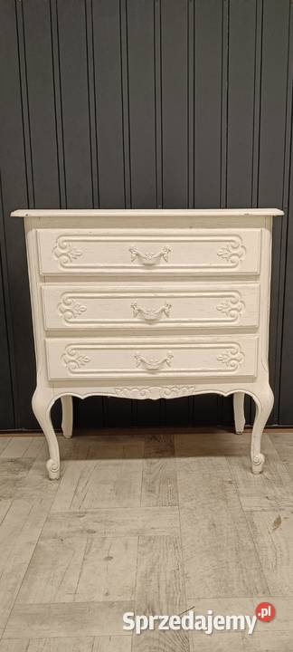 komoda ludwikowska z szufladami biała drewniana Radomsko