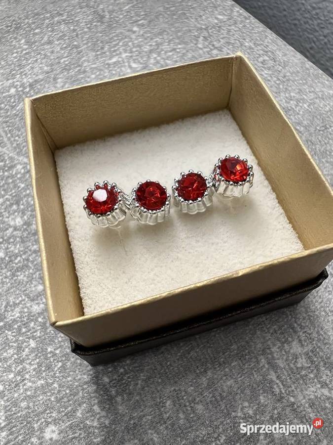 Kolczyki srebrne z czerwonym diamentem Jasło