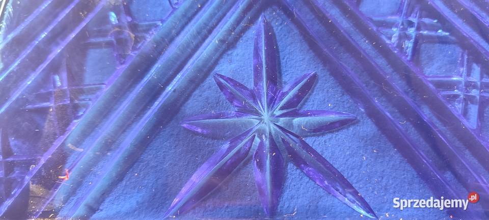 Taca patera szkło barwione kobaltowe 2kpl