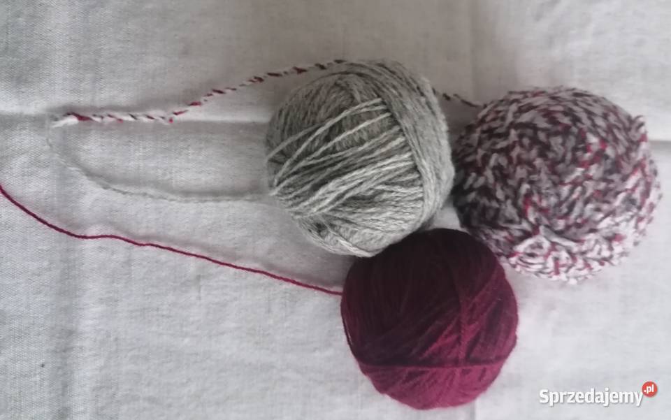 Wełna szara bordowa i melanż 3 motki waga łódzkie Łódź