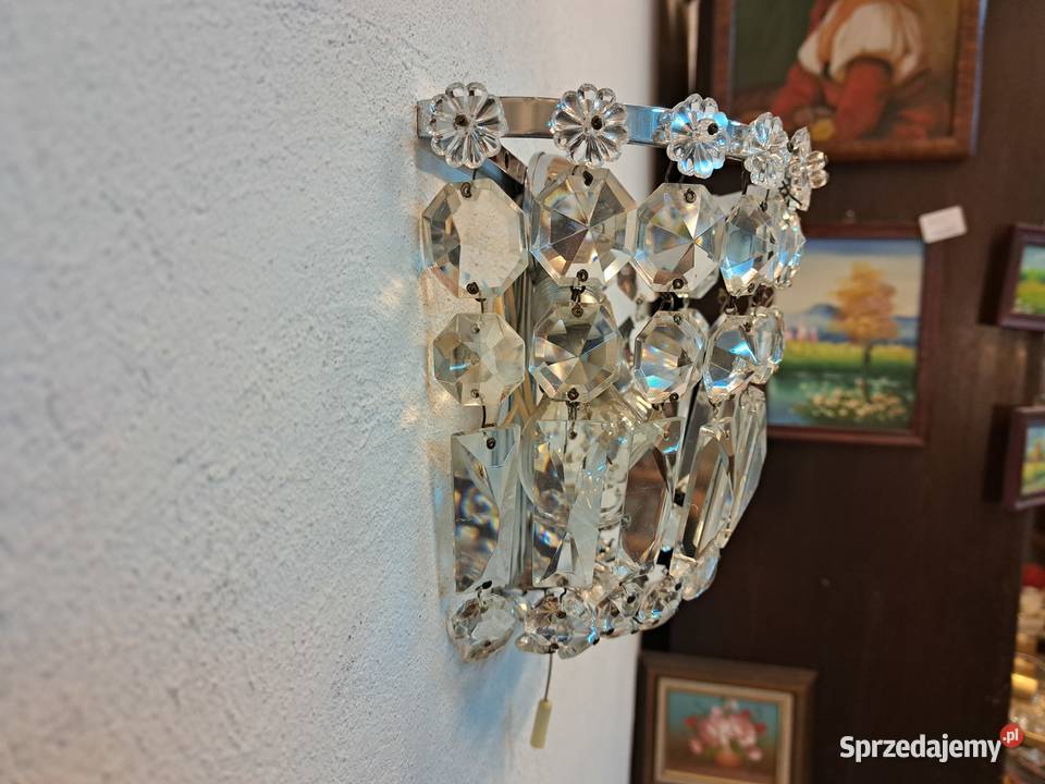 Kinkiet kryształowy mosiężny srebrny chrom z Olkusz