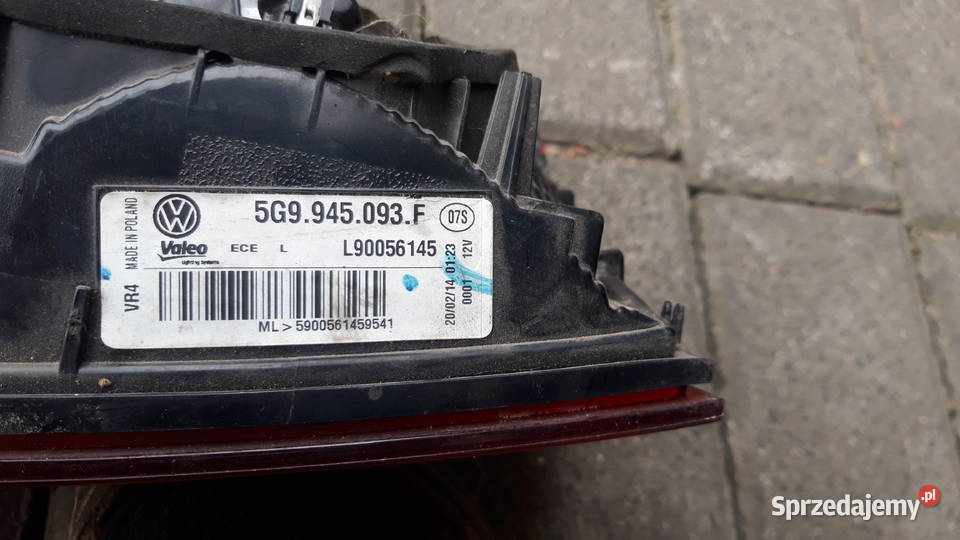 Lampa tylna w klapę prawa kombi Golf 7 prawe Lampy tylne wielkopolskie sprzedam