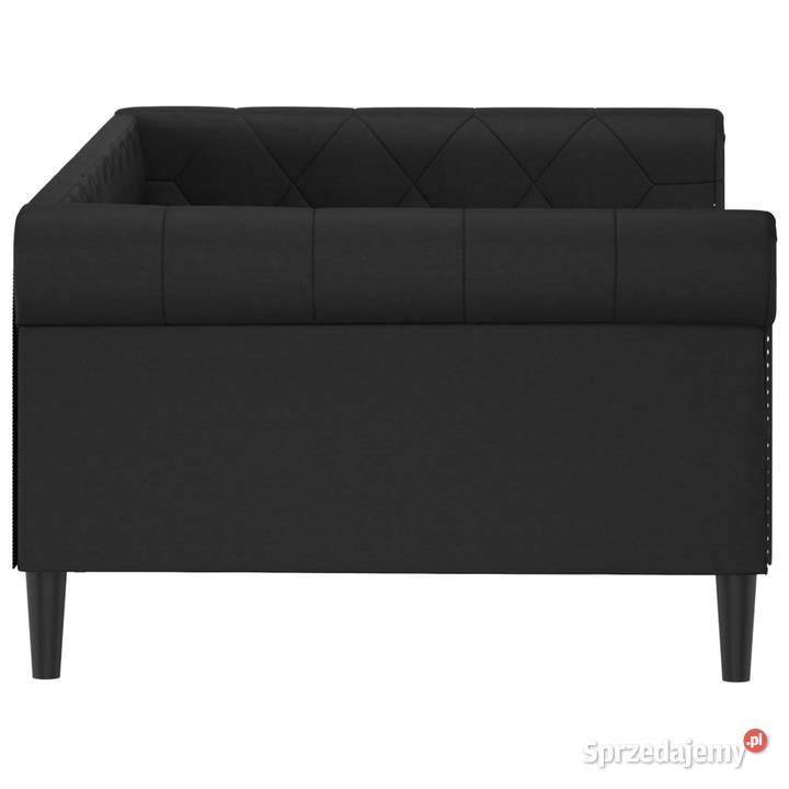 Sofa z funkcją spania czarna obita sztuczną 68cm mazowieckie Warszawa