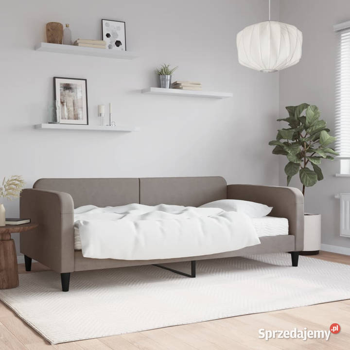 Sofa z materacem do spania kolor taupe tkanina Warszawa