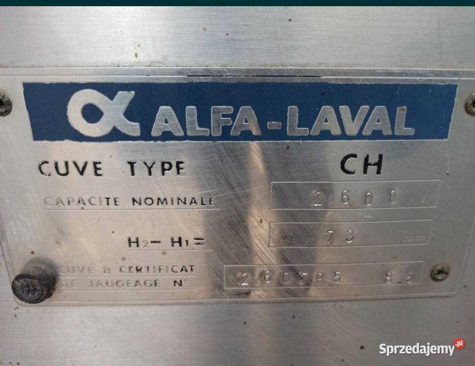 Zbiornik na mleko Alfa Laval 2600 litrów Hodowla bydła Czerskie Rumunki