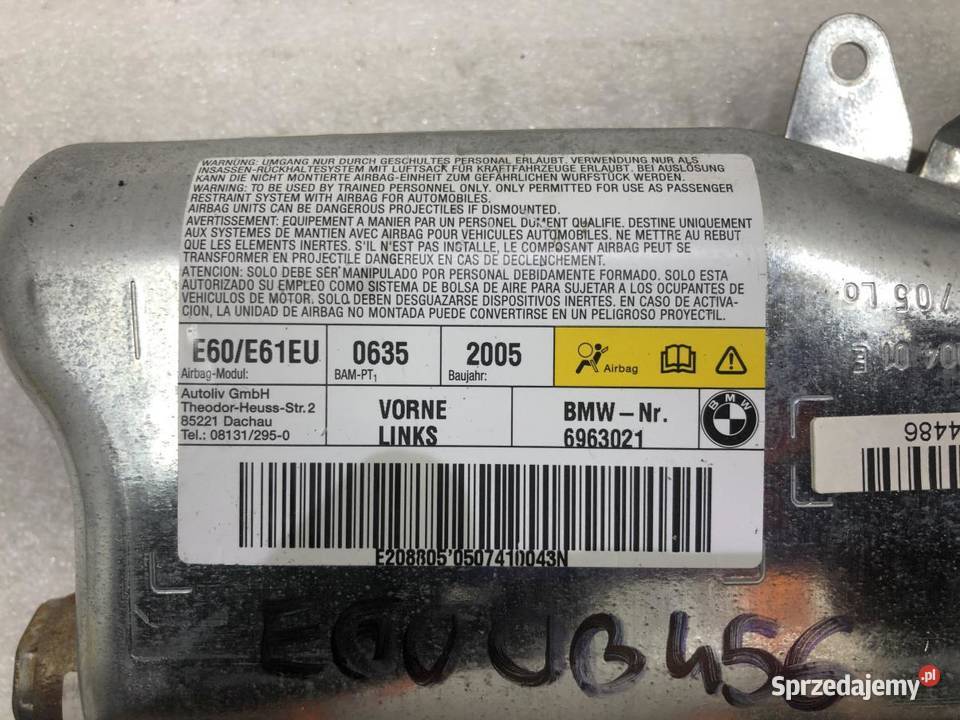 PODUSZKA DRZWI LEWY PRZÓD 601190501C BMW E60 osobowe