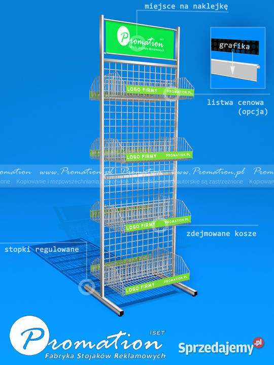 Regał sklepowy metalowy z koszykami ekspozytor Warszawa