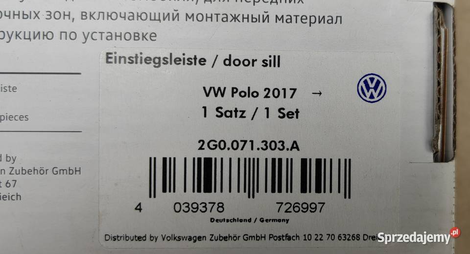 2G0071303A VW Polo zestaw listew progowych z małopolskie Rożnów