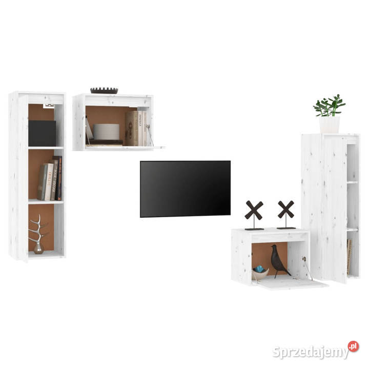 Szafki pod TV 4 białe lite drewno sosnowe Warszawa sprzedam