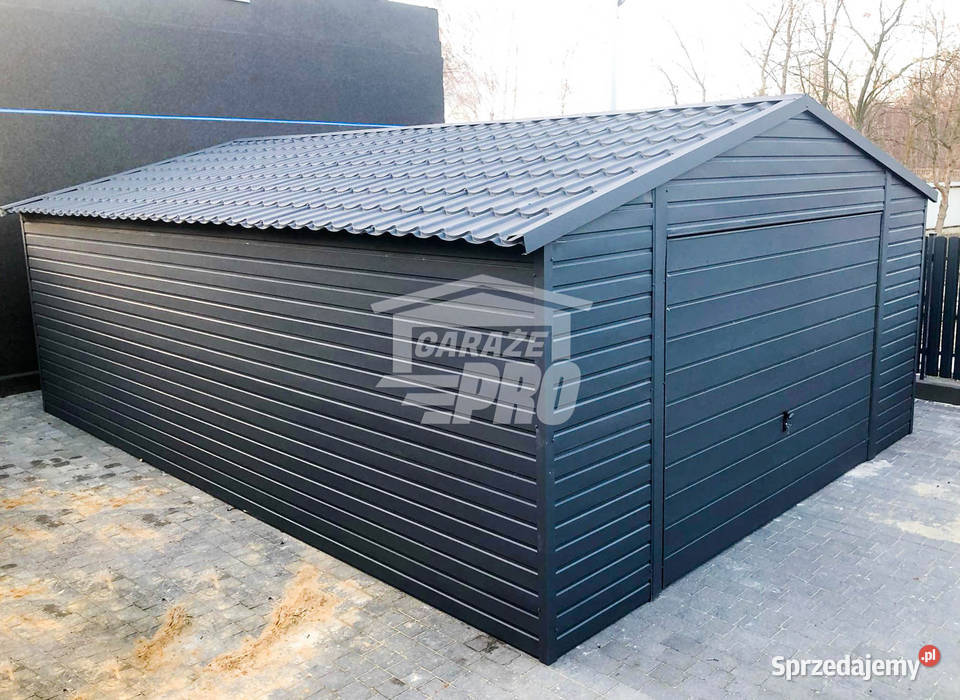 Garaz blaszany 5x7 Brama Antracyt Dach Kalisz
