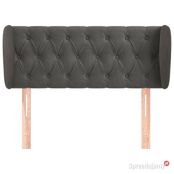 Zagłówek uszak ciemnoszary 93x23x7888 aksamitny