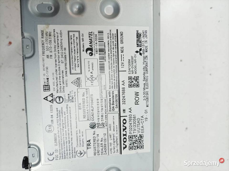 RADIO 32247693AA Volvo S60 III 20182024 Rok produkcji 2019 Sprzęt audio fabryczny