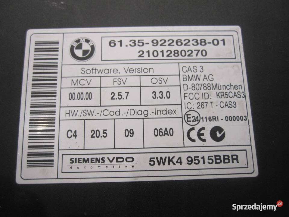 BMW E82 10r moduł CAS 9226238 osobowe