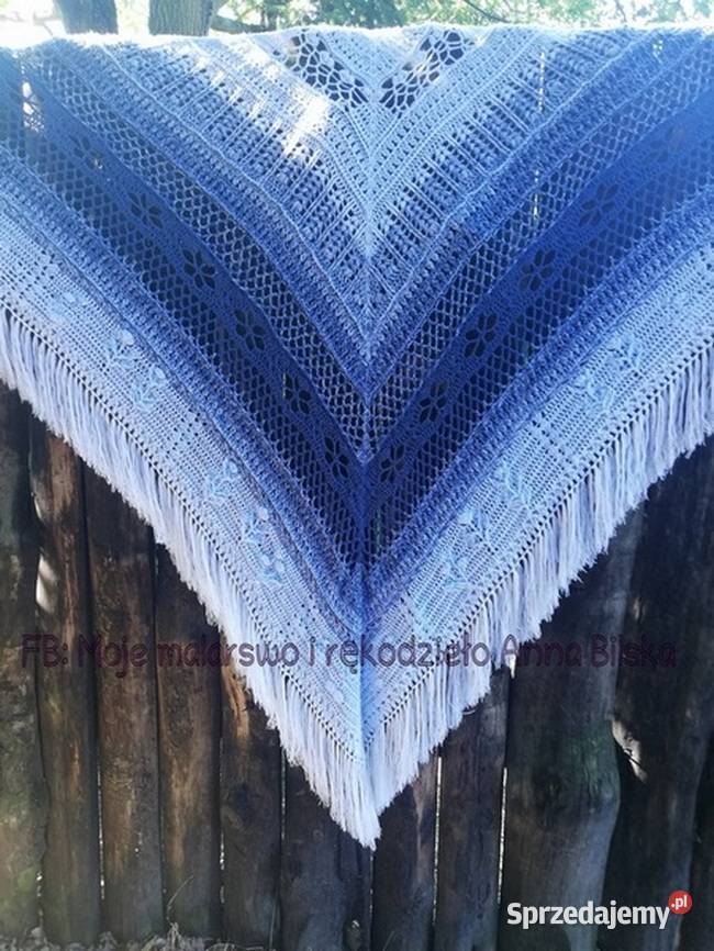 Chusta Ombre rękodzieło na szydełku NOWA