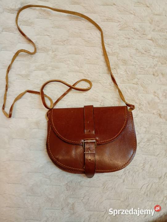 Real Leather Mała skórzana torebka listonoszka z Kraków