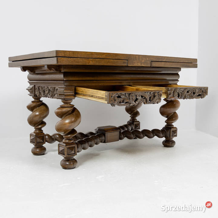 Wyjątkowy Dębowy Stół Gdański Barok XIX Wiek Swarzędz