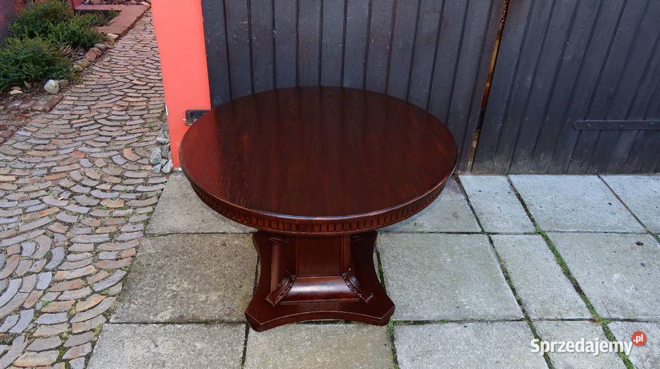 Unikatowy Okrągły Stół Stolik Kawowy Dąb 1920 r Ziębice