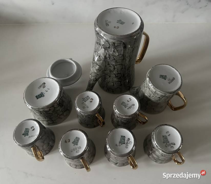 Serwis kawowy porcelana Włocławek z lat PRLu Łódź
