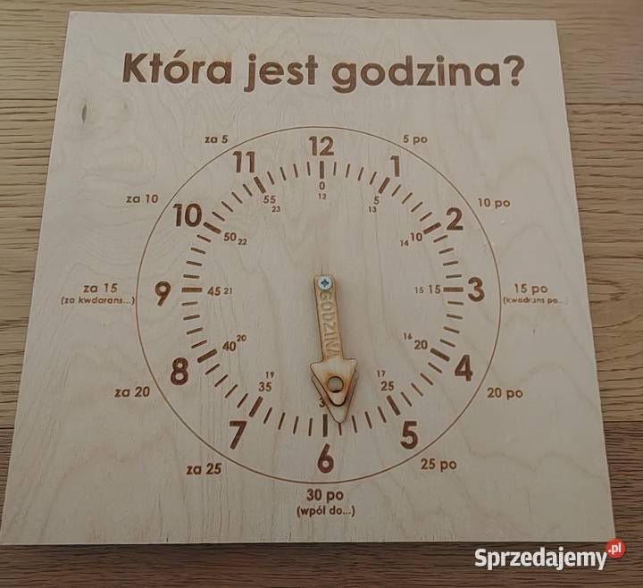 Drewniany zegar do nauki godzin
