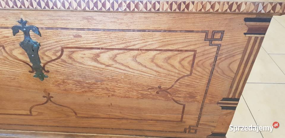 Skrzynia kufer elbląski barok jesionowa intarsja Meble sprzedam