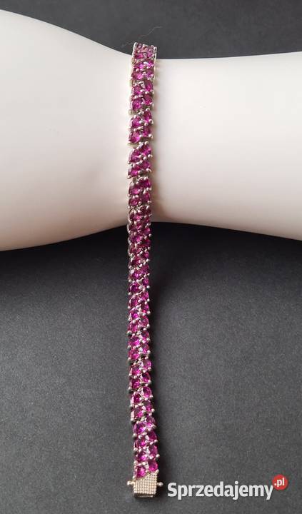 Bransoletka srebro rodowane 925 granaty rodolity Otwock