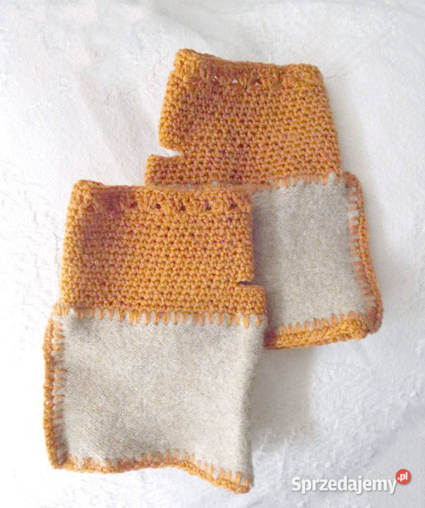 wełniane mitenki beżowe mitenki musztardowe Białystok